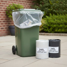 Extra Strong 240L Wheelie Bin Bags Heavy Duty Thick Waste Liners Refuse Sacks