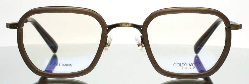 ORO Y MADERA Titan 04.02 Marrón Hombres Cuadrado Borde Completo Anteojos 46-24-145 B:35 Foto 4 de 4