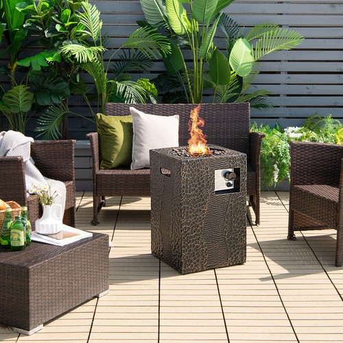 16" Square Outdoor Propane Fire Pit with Lava Rocks Waterproof Cover 30,000 BTU - Picture 3 of 12