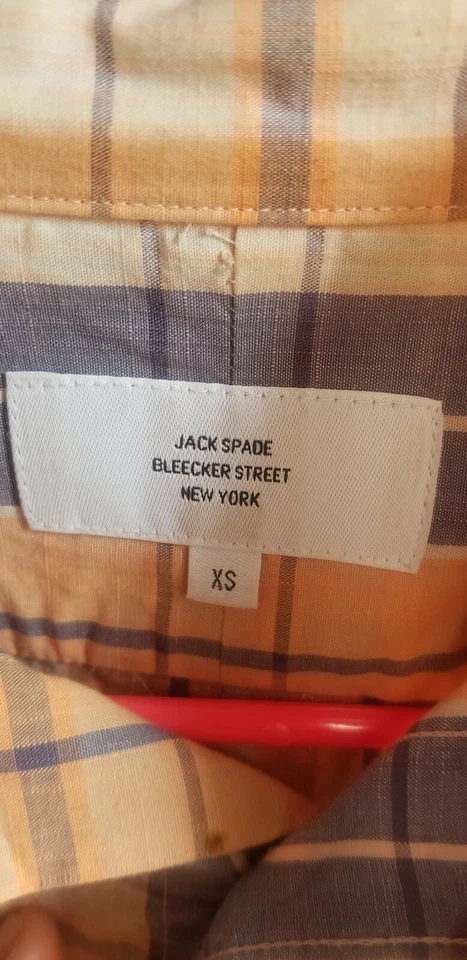Jack Spade Mens Button Front Dress Shirt Bleecker Street Plaid XS - Image 2 of 4