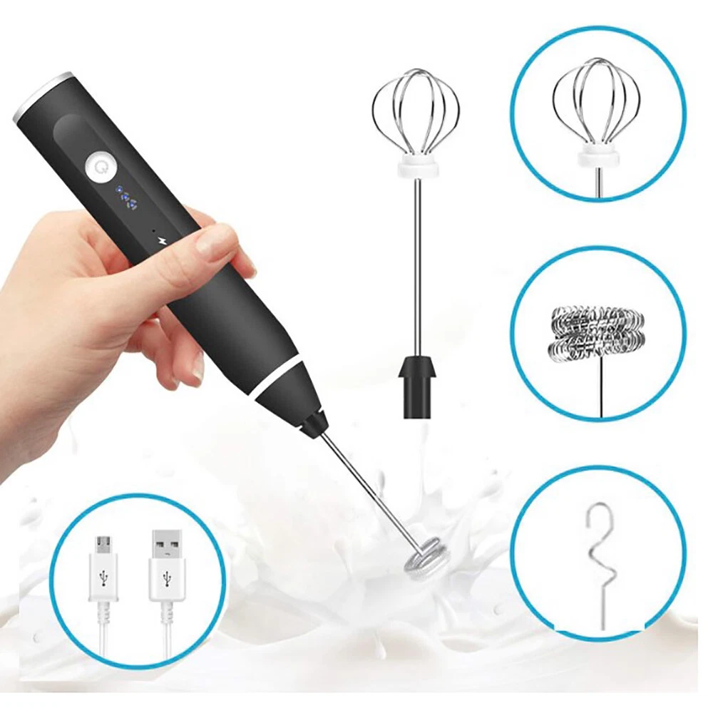 Milk Frother USB Rechargeable Mini Handheld Electric Blender Mixer Whisk Drin