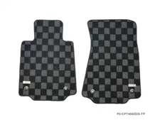 P2M Checkered Flag Race Carpet Floor Mats Set for Nissan RZ34 Z 400Z New