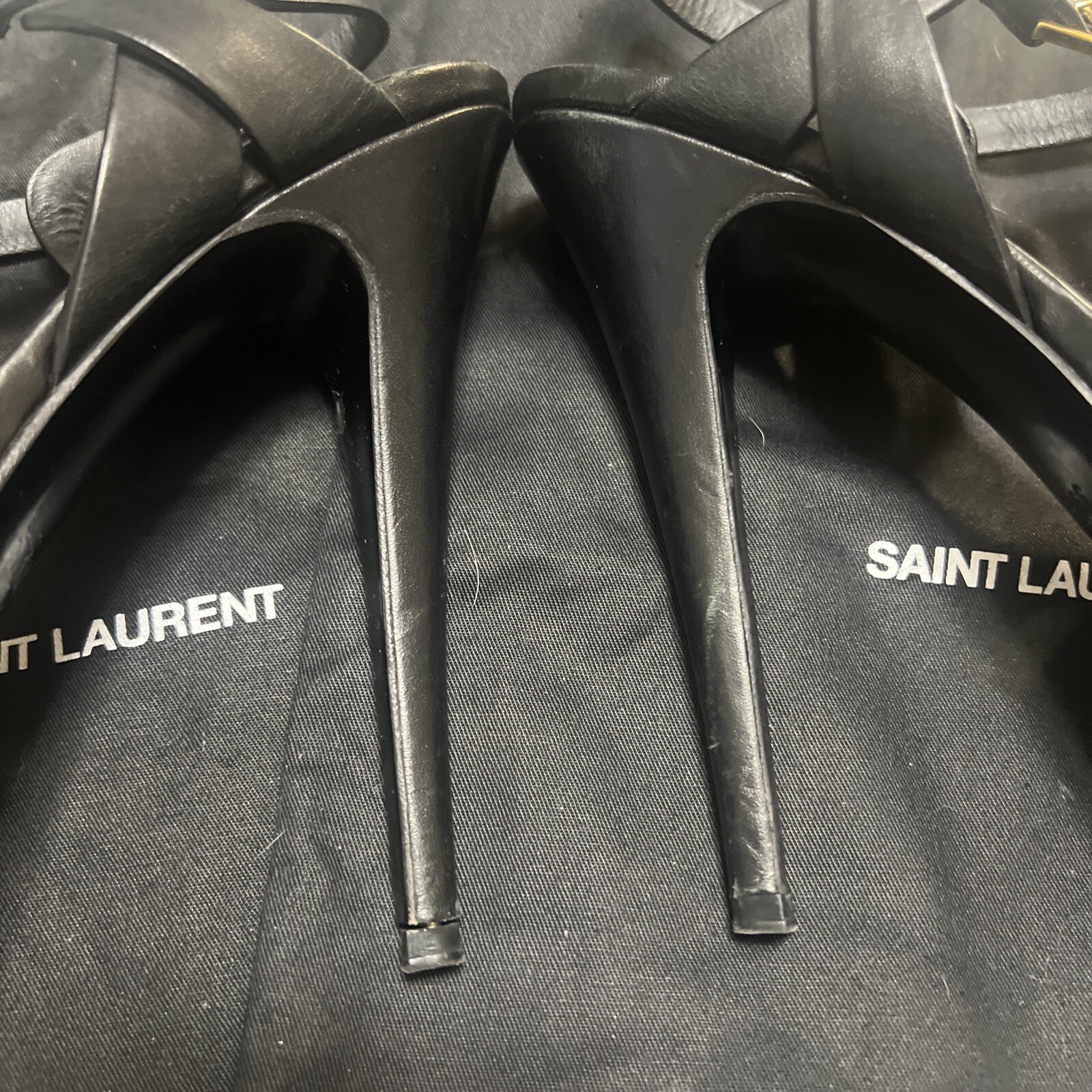 Sandali Saint Laurent Tribute in pelle nera con plateau taglia 39 9 prezzo al pubblico $1090 msrp