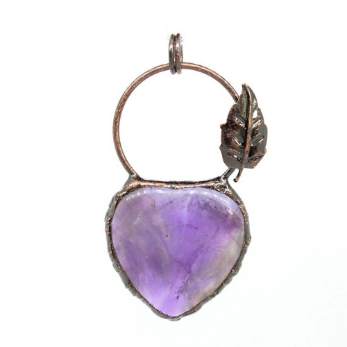 Vintage Crystal Heart Stone Pendant Amethyst Rose Quartz Charms Bohemia Jewelry - Picture 21 of 48