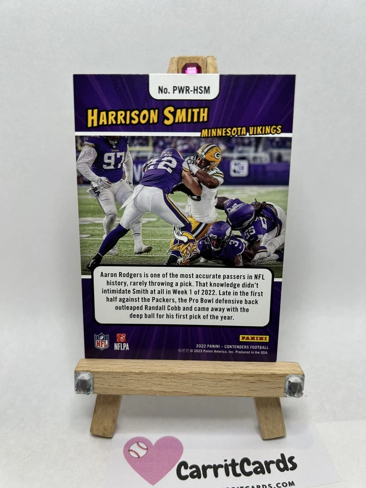 HARRISON SMITH 2022 Panini Contenders Football Power Players Minnesota Vikings - Image 4 of 4