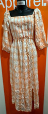🔥Wallis Orange Check Square Neck Midi Dress, NEW, Size 10, RRP £48, B166