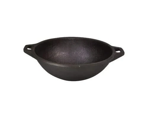 Traditional Indian Handmade Cast Iron Kadai Cooking Wok 11 inch