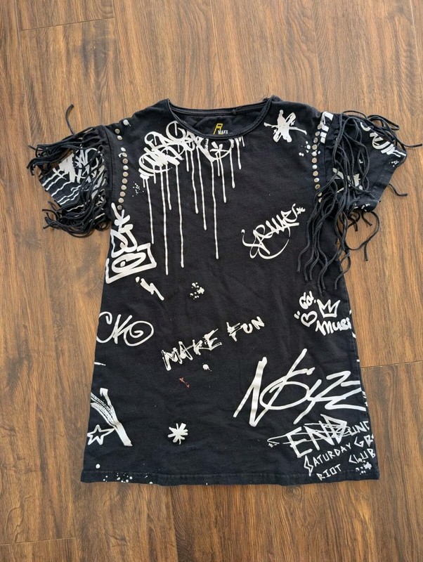 Size 10 Noizz By Mania Punk Rock Black Tee Dress Urban Graffiti