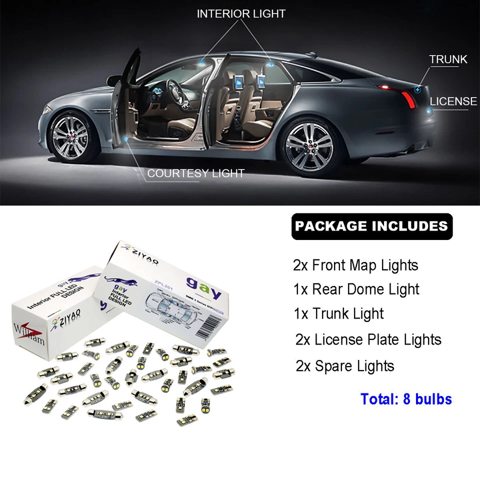 Kit de luces LED interiores blancas brillantes de lujo de 8 piezas para Hyundai Veloster 2018-2022 Foto 2 de 4
