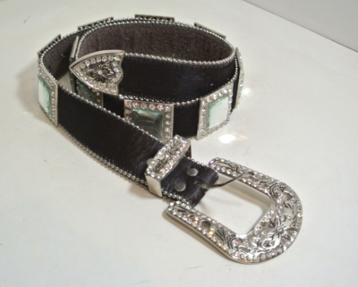WOMENS BROWN COWHIDE BLING WESTERN BELT | eBay display picture 1
