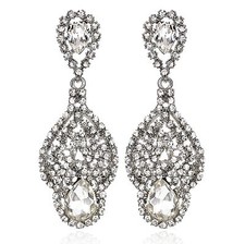 Drop Silver Austrian Crystal Rhinestone Chandelier Dangle Earring Prom E114