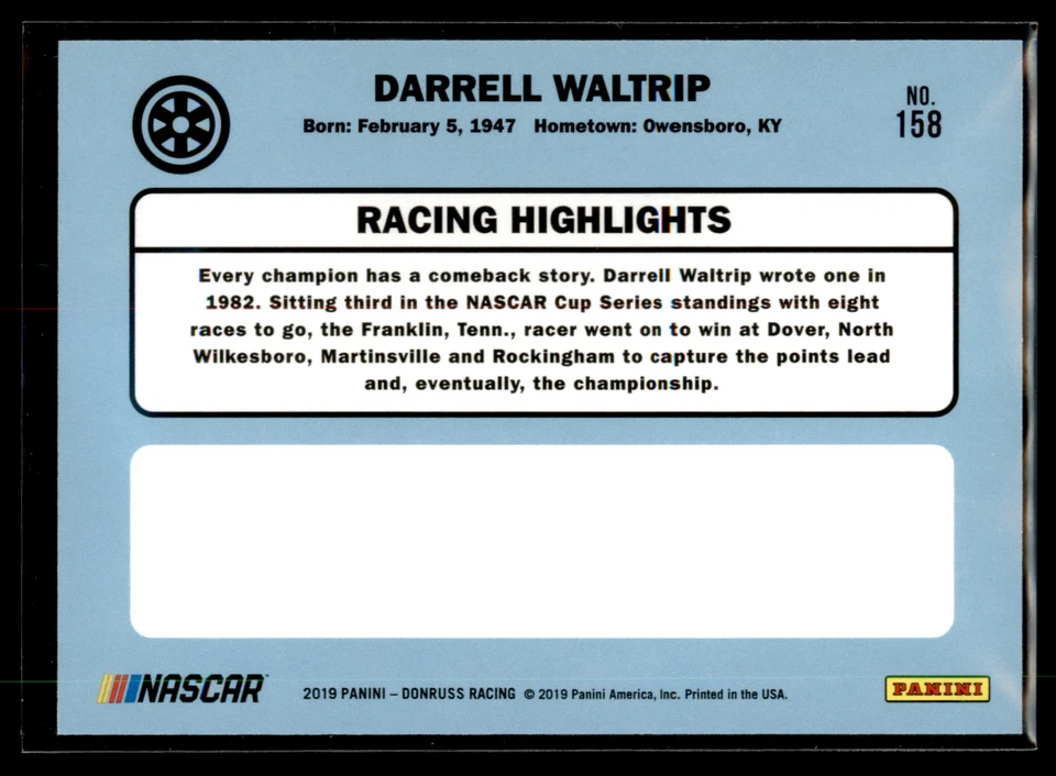 2019 Donruss Racing NASCAR Retro 1986 GOLD #158 Darrell Waltrip #163/299 - Image 2 of 2