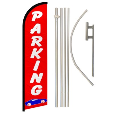 Parking Full Curve Windless Swooper Flag Pole Kit Parking Lot