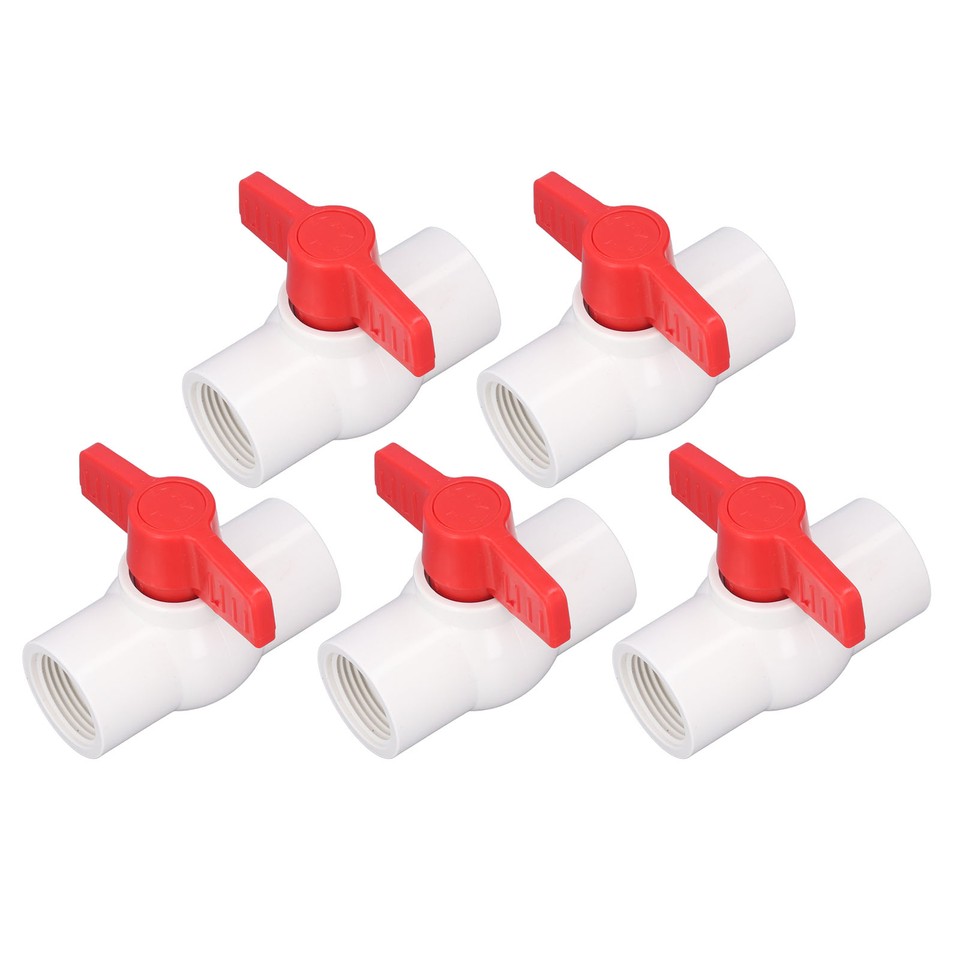 5Pcs Water Supply Ball Valve PVC Plastic Screw Switch Tubing Hose Pipe