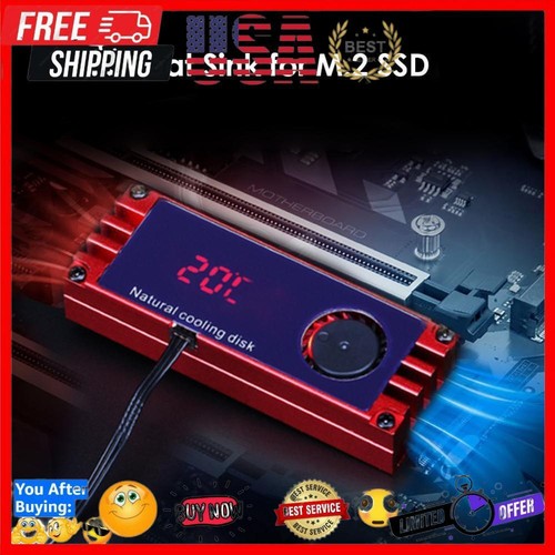 Digital Temperaturanzeige Kühlkörper Kühler mit Turbo Lüfter für 2280 22110 M.2 SSD