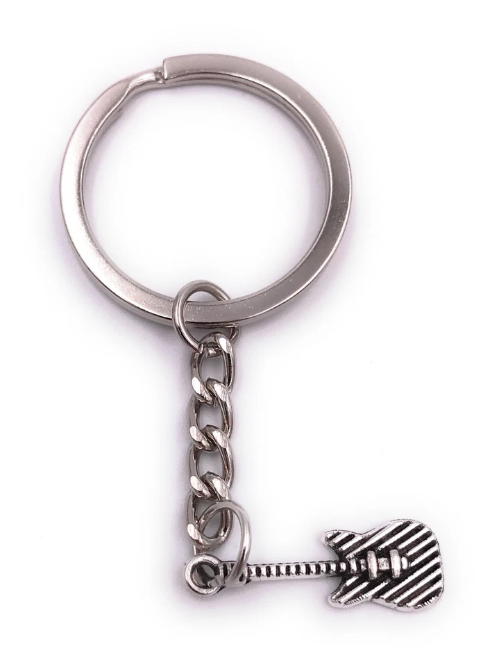 H-CUSTOMS E-Gitarre gestreift Schlüsselanhänger Anhänger Silber aus Metall