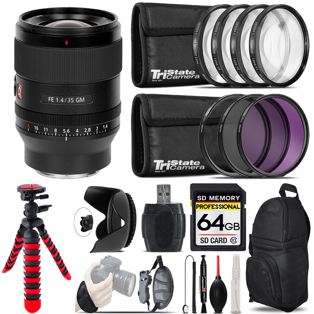 Sony FE 35mm GM Lens +Macro Filter Kit -64GB Accessory Kit