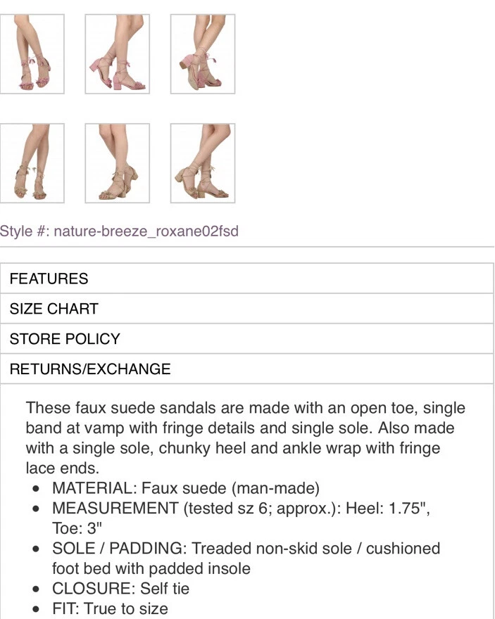 New Women Nature Breeze Roxane-02 Shoe Lace Up Low Chunky Heel Sandal Shoes Pink - Image 3 of 3