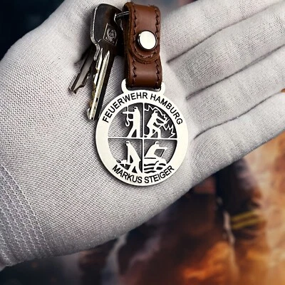 STEELMONKS Geschenk für Feuerwehr Schlüsselanhänger mit Gravur - Wunschtext