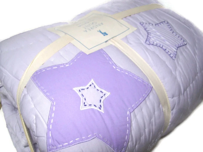 Pottery Barn Kids Multi Color Lavender Purple Andrea Star Flowers Twin Quilt New - Image 4 of 4