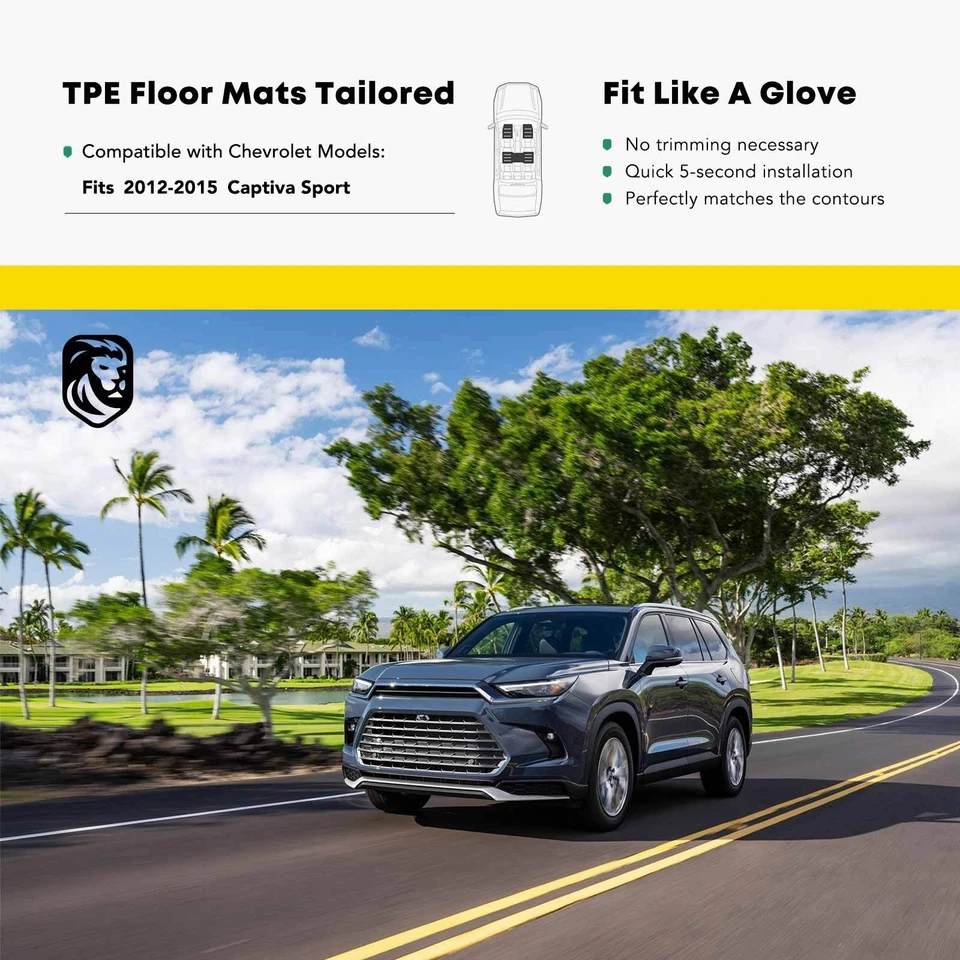 3 件装黑色脚垫衬里适用于雪佛兰 Captiva Sport 2012 - 2015 前后 — 第 2/4 张图片