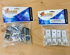 Nash Goalie Pad Leather Toe Buckles 4-Pack | Black White Hockey Goal Pads Strap