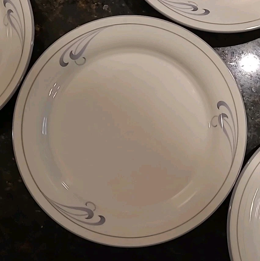 SET OF 9 Lenox Chinastone GREY BRUSHSTROKES 8.25" Salad, Luncheon Plates - Image 4 of 4
