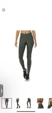 Alo High-Waist Airlift 4 Pocket Utility Legging in Olive Green Women's Sz XSmall