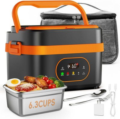 Cordless Electric Lunch Box for Adults, 6.3-Cup Rechargeable Self Heating Lunch