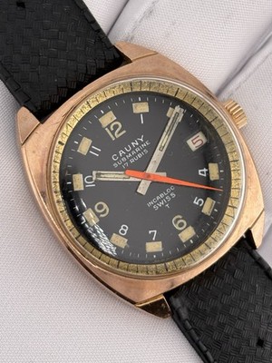 Cauny Submarine Swiss Made Vintage Diver 17J A. Schild Manual Wind Watch