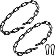 304 Stainless Steel Gate Chain Lock 23.6in with Carabiner 2-Pack – Black 4mm