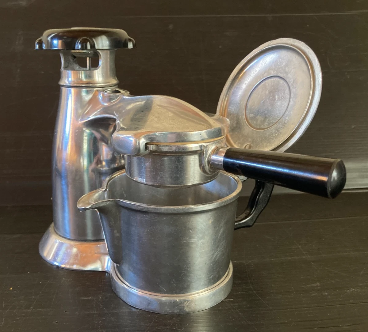 Cafetière / Théière Vintage En Aluminium SCAAL – Ancienne, Aspect Brut, Déco Atelier