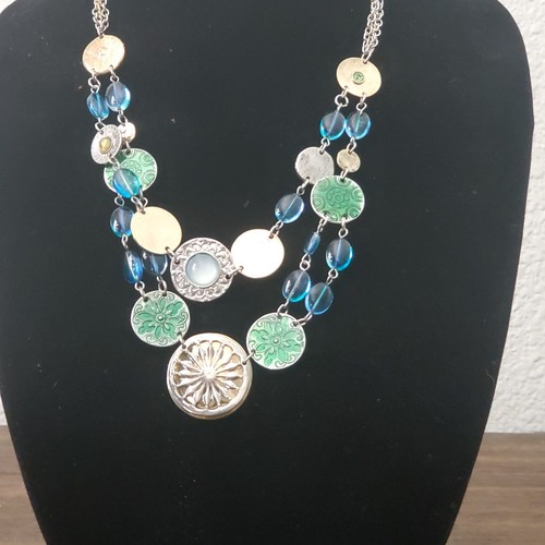 NWT Christopher And Banks Women's Blue And Green Necklace Multilayered Necklace - Picture 6 of 8