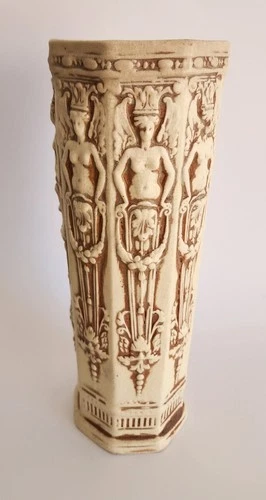 Antique Weller Clinton Ivory Art Pottery Vase 12"