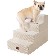 EHEYCIGA Dog Stairs for Bed 18" H, 4-Step Standard 15" x 24" x 18", Beige