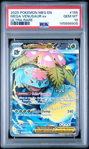 2025 POKEMON MEG EN-MEGA EVOLUTION ULTRA RARE #155 MEGA VENUSAUR EX PSA 10