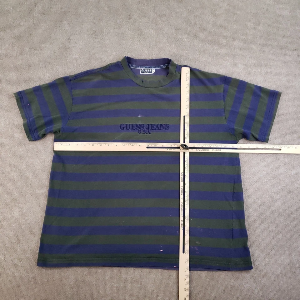 Vtg Guess Jeans Shirt Men XL Purple Green Striped Embroidered USA 90s ASAP Rocky - Image 2 of 4