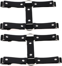 Adjustable 2 Rows Leg Harness Garter Belt Punk Thigh Ring Garter Soft PU Leath