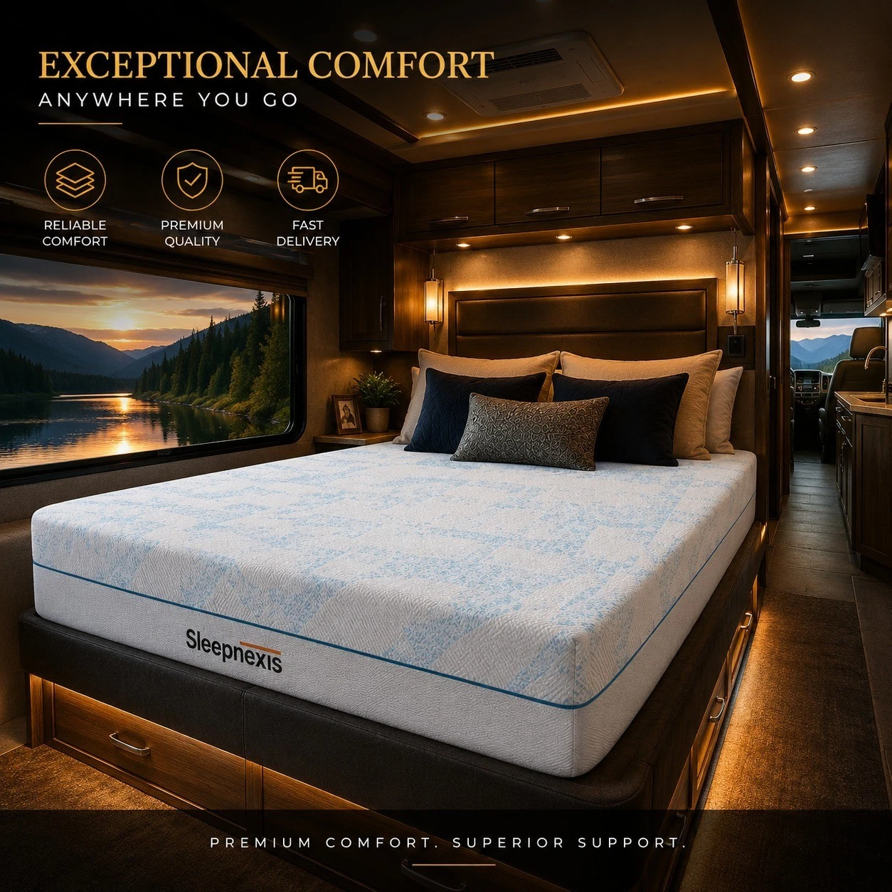 RV Mattress Cooling Gel Memory Foam Medium Firm Mattress in a Box premium
