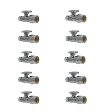 10 Pack XFITTING 3/8" OD Compression x 1/2" CPVC Straight Valve, Lead Free Brass