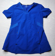 Genuine Dickies Women's Blue Solid V-Neck Short Sleeve Scrub Top Size S