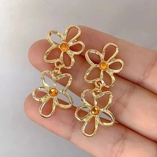 Metal Flower Dangle Earrings Women Drop Earring Party Fashion Cute Jewelry Gifts