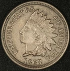 1863 INDIAN HEAD CENT AU DETAILS LARGE RETAINED CUD ON REVERSE