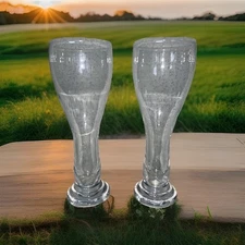 👀 RARE Pint Glasses Pilsner Lager Beer Pub Bar Tall Clear Weighted 10-3/4”