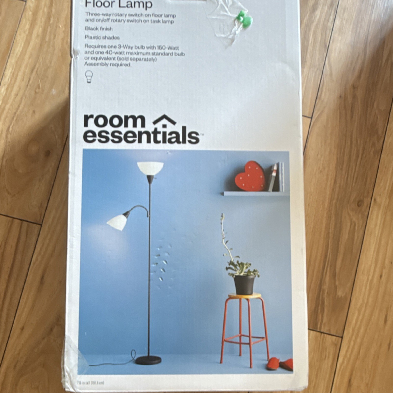 Room Essentials Floor Lamp Adjustable Multi Arm Black Finish Rotary Cone Shade