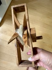 Vntg Folk Art Wooden Kite string spool/winder -Folk Art