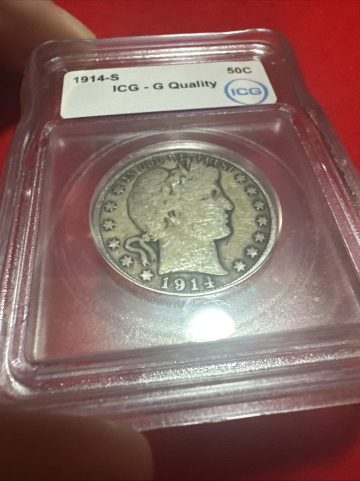 1914 S Barber Half Dollar  ICG-G Quality 90% Silver Slabbed Details  - Image 4 of 4