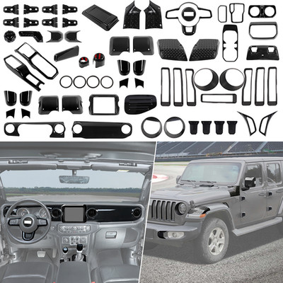 Black Full Decor Center Accessories Cover Trim For Jeep Wrangler JL JT 2018-2023