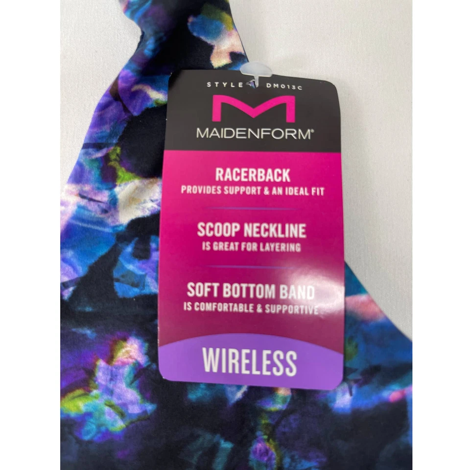 Sujetador deportivo floral Maidenform Soft Energy líneas espalda deportiva multicolor NUEVO grande Foto 2 de 4