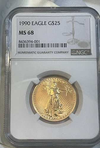 1990 $25 Gold American Eagle 1/2oz. Gold MS 68 NGC Low Mintage Key Date